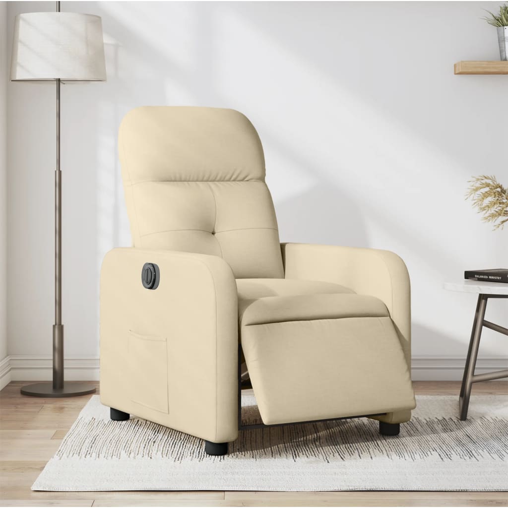 Fauteuil verstelbaar elektrisch stof crèmekleurig is nu te koop bij PeponiXL, paradijselijk wonen!