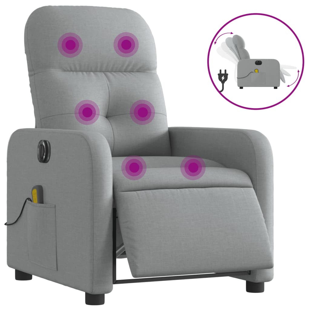 Massagestoel elektrisch verstelbaar stof lichtgrijs is nu te koop bij PeponiXL, paradijselijk wonen!