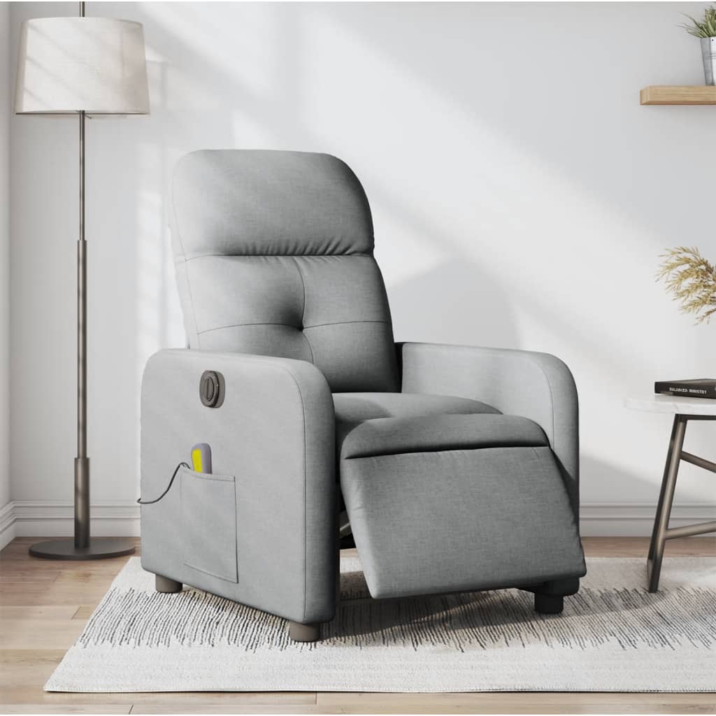 Massagestoel elektrisch verstelbaar stof lichtgrijs is nu te koop bij PeponiXL, paradijselijk wonen!