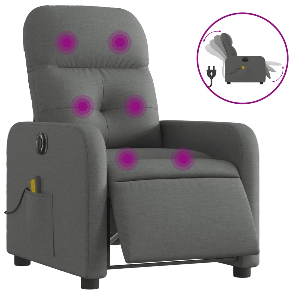 Massagestoel elektrisch verstelbaar stof donkergrijs is nu te koop bij PeponiXL, paradijselijk wonen!
