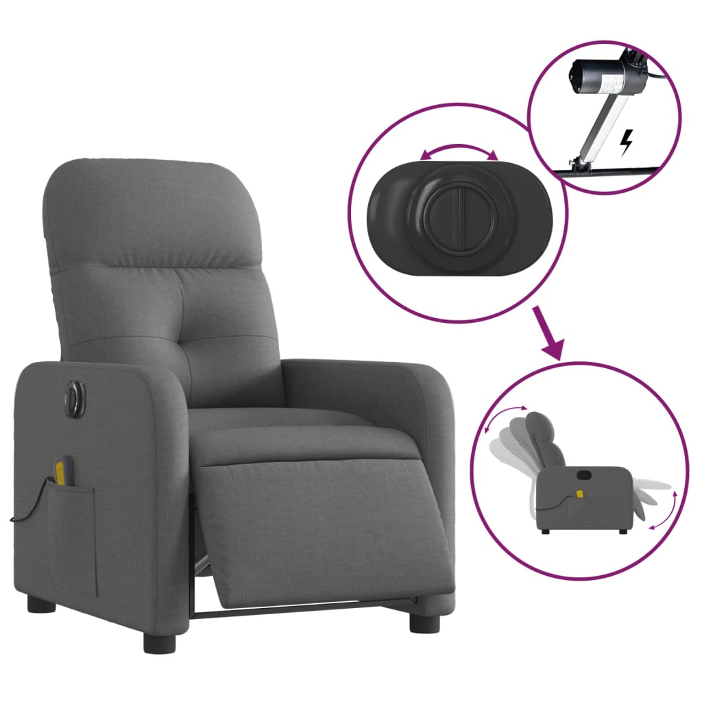 Massagestoel elektrisch verstelbaar stof donkergrijs is nu te koop bij PeponiXL, paradijselijk wonen!