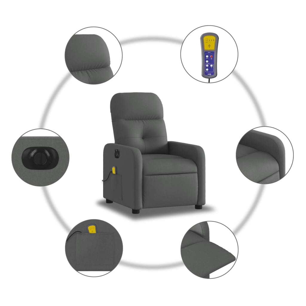 Massagestoel elektrisch verstelbaar stof donkergrijs is nu te koop bij PeponiXL, paradijselijk wonen!