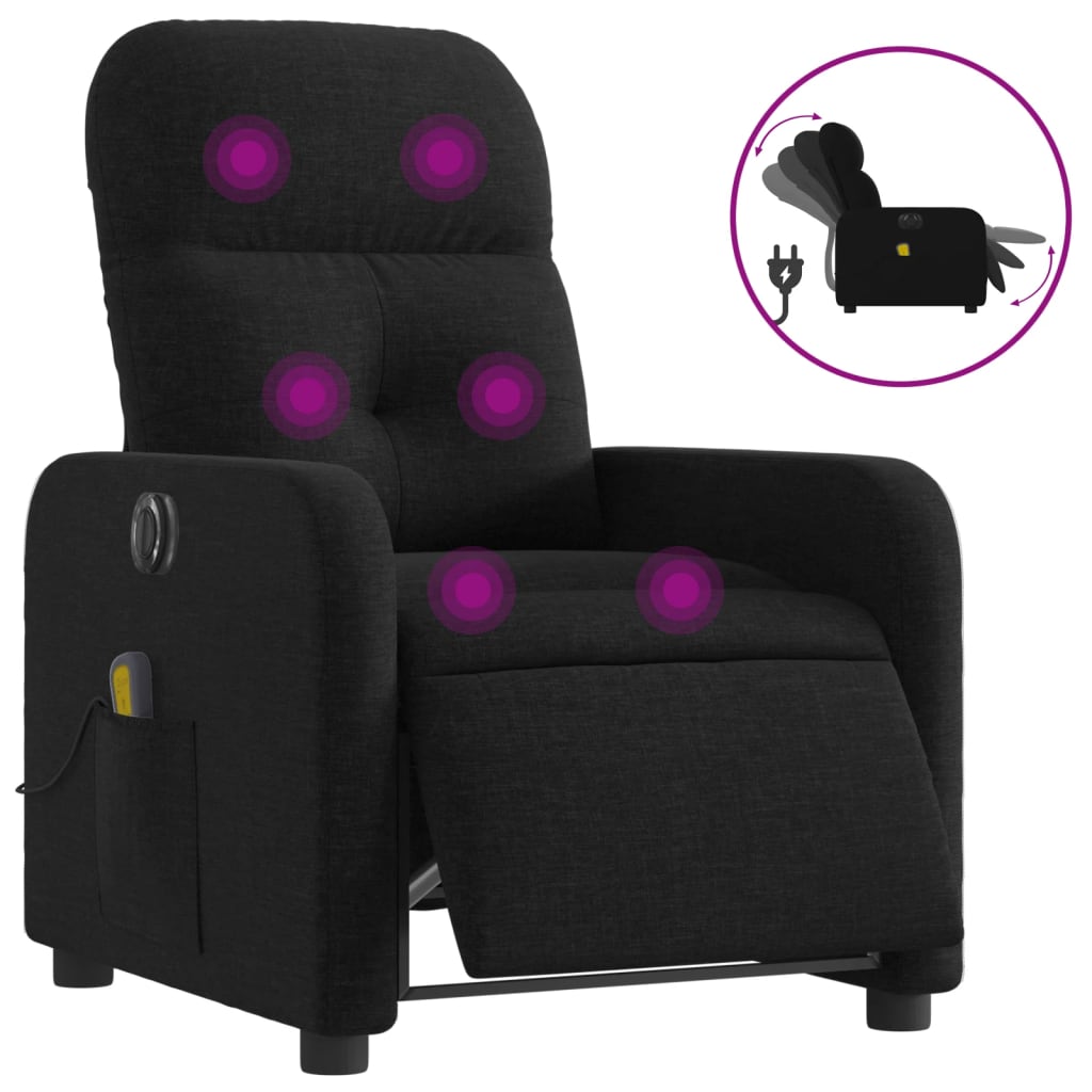 Massagestoel elektrisch verstelbaar stof zwart is nu te koop bij PeponiXL, paradijselijk wonen!