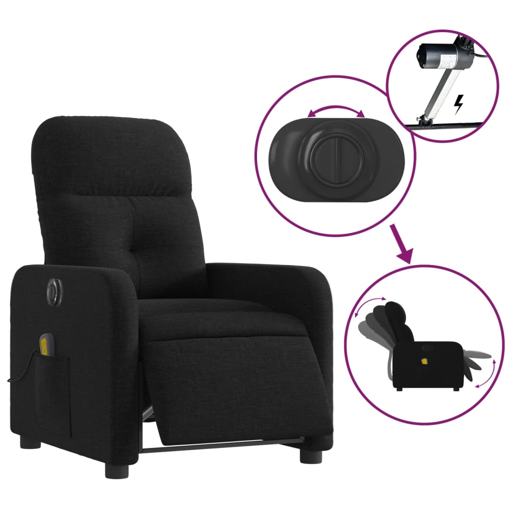 Massagestoel elektrisch verstelbaar stof zwart is nu te koop bij PeponiXL, paradijselijk wonen!