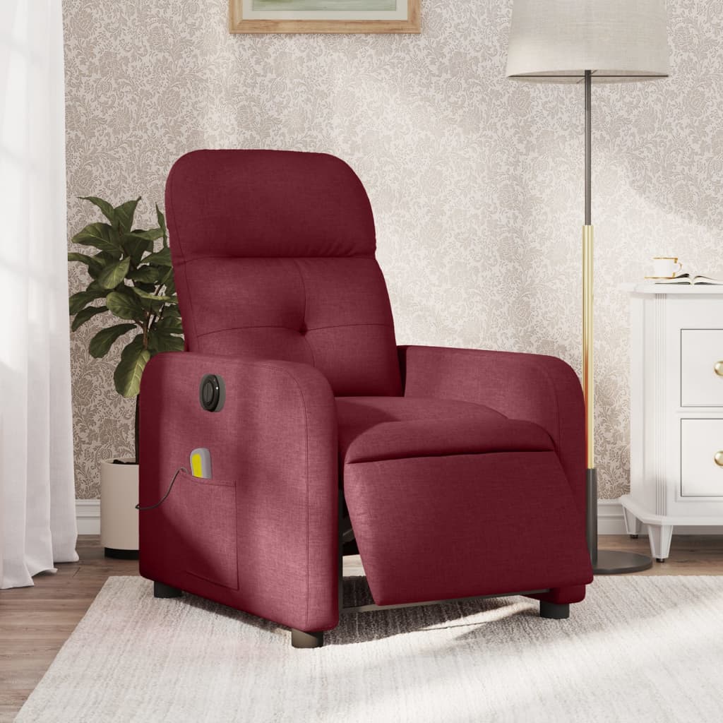 Massagestoel elektrisch verstelbaar stof wijnrood is nu te koop bij PeponiXL, paradijselijk wonen!
