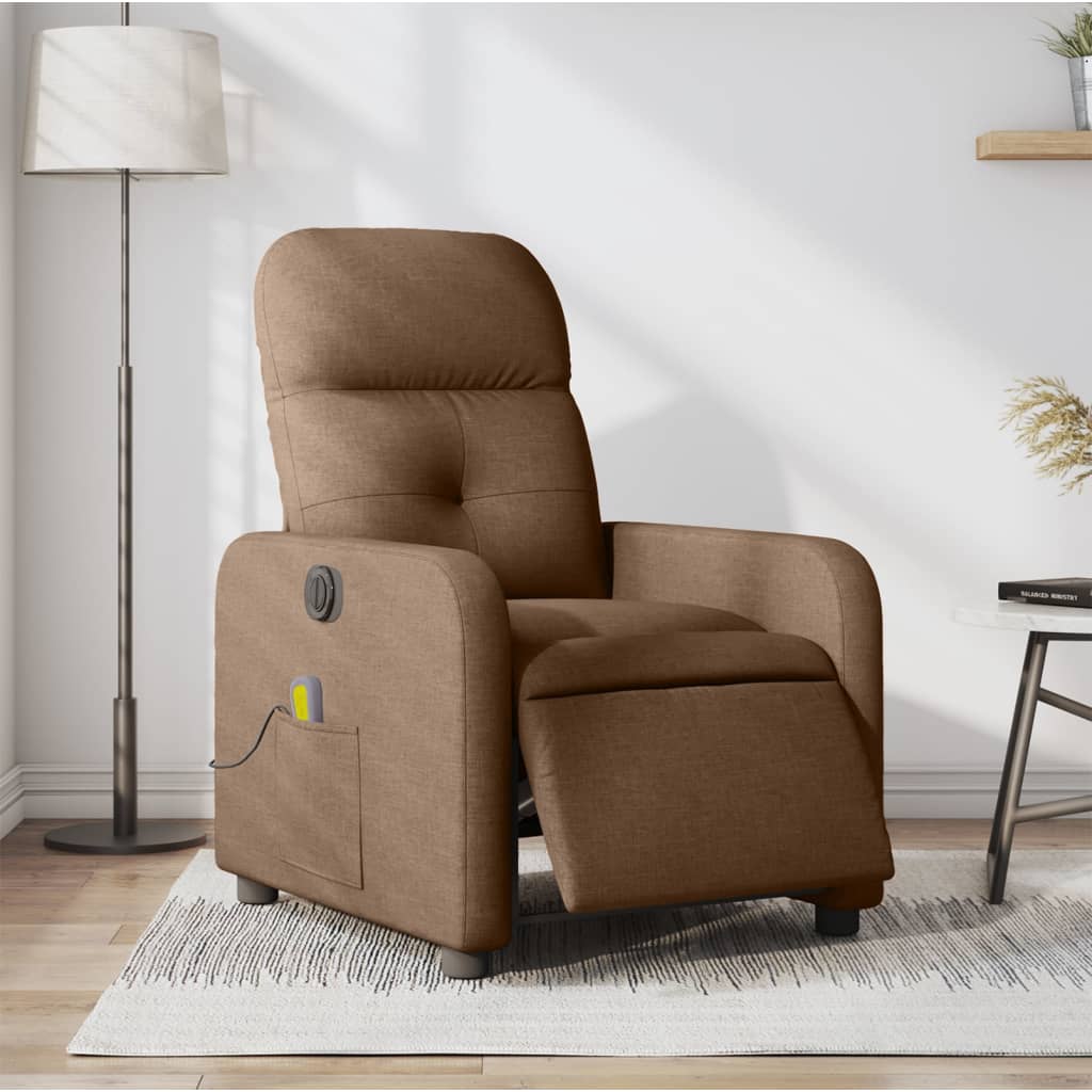 Massagestoel elektrisch verstelbaar stof bruin is nu te koop bij PeponiXL, paradijselijk wonen!