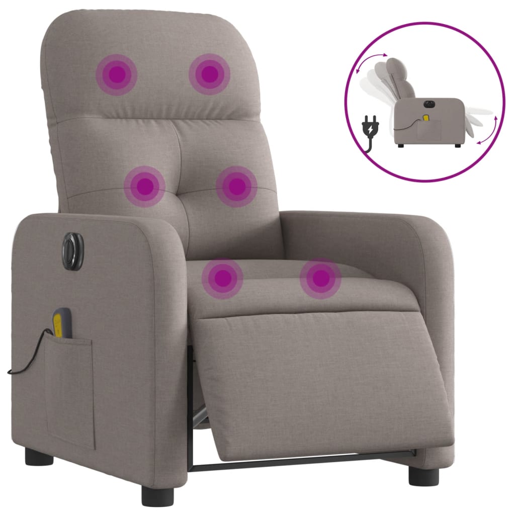Massagestoel elektrisch verstelbaar stof taupe is nu te koop bij PeponiXL, paradijselijk wonen!