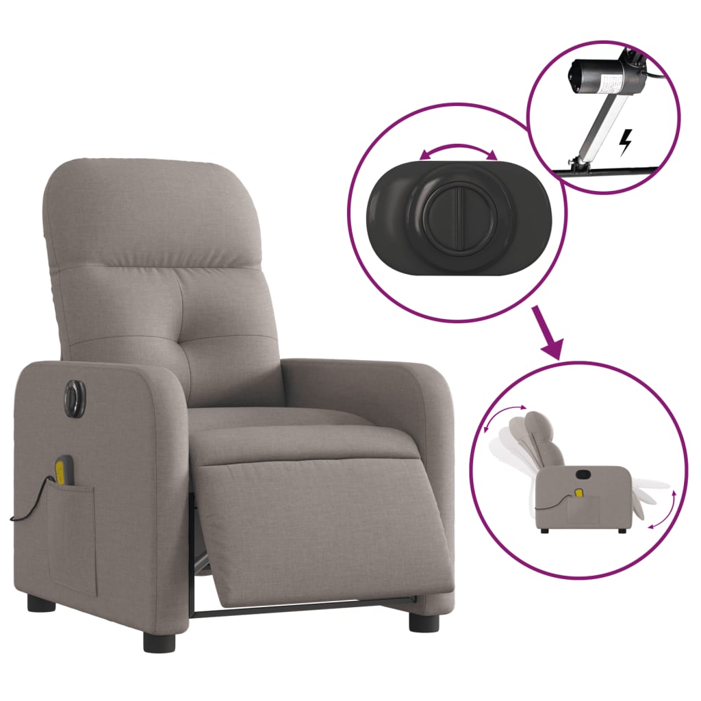 Massagestoel elektrisch verstelbaar stof taupe is nu te koop bij PeponiXL, paradijselijk wonen!