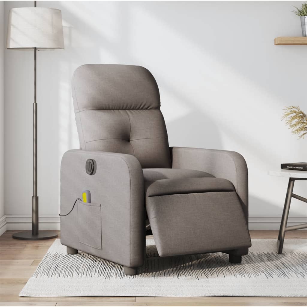 Massagestoel elektrisch verstelbaar stof taupe is nu te koop bij PeponiXL, paradijselijk wonen!