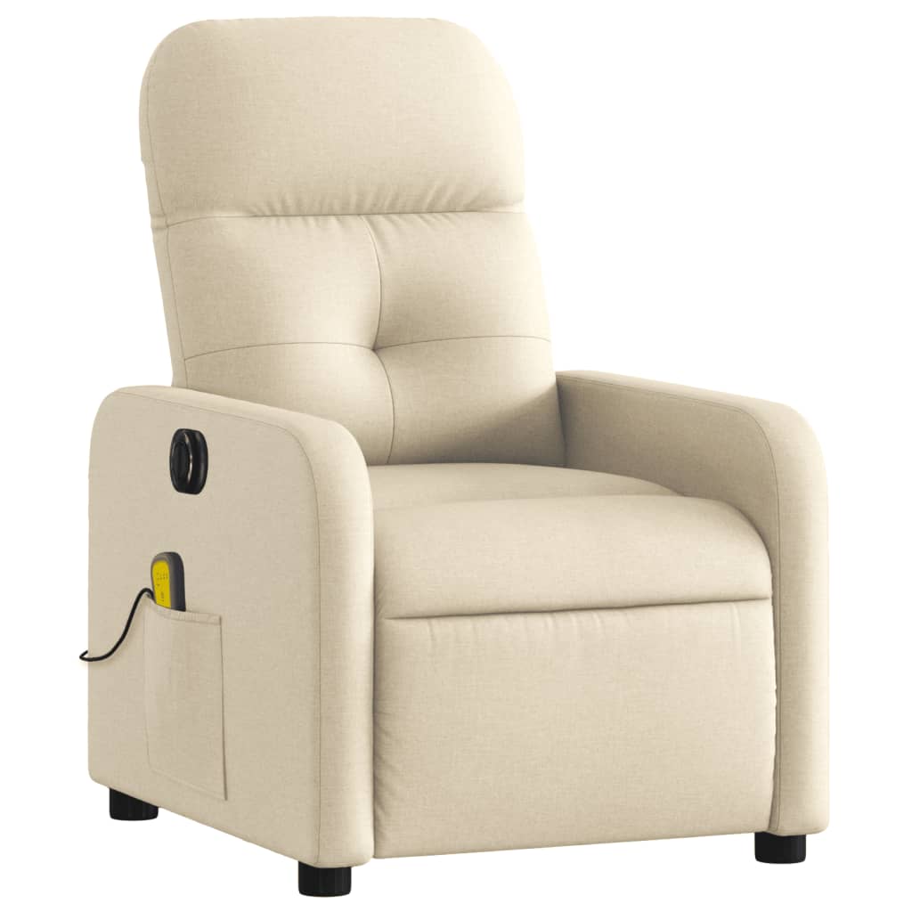 Massagestoel elektrisch verstelbaar stof crèmekleurig is nu te koop bij PeponiXL, paradijselijk wonen!