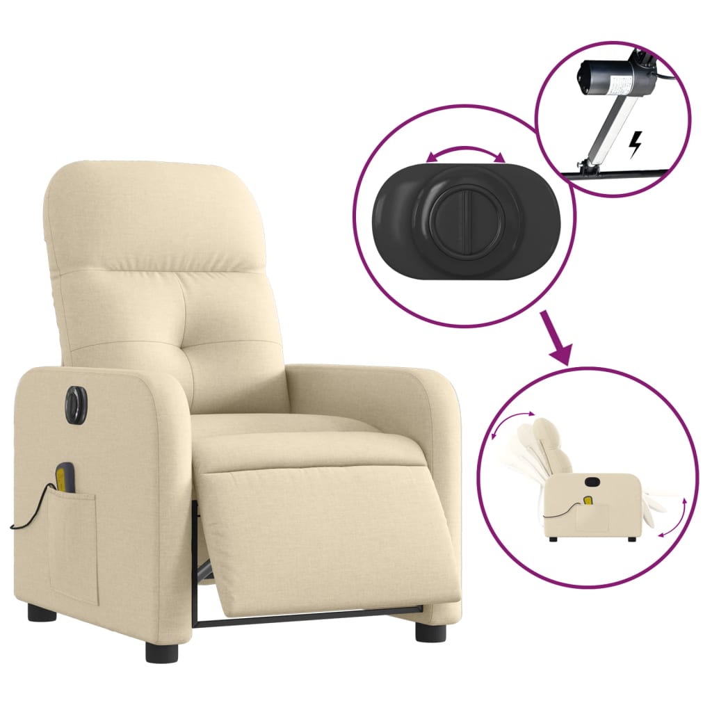 Massagestoel elektrisch verstelbaar stof crèmekleurig is nu te koop bij PeponiXL, paradijselijk wonen!