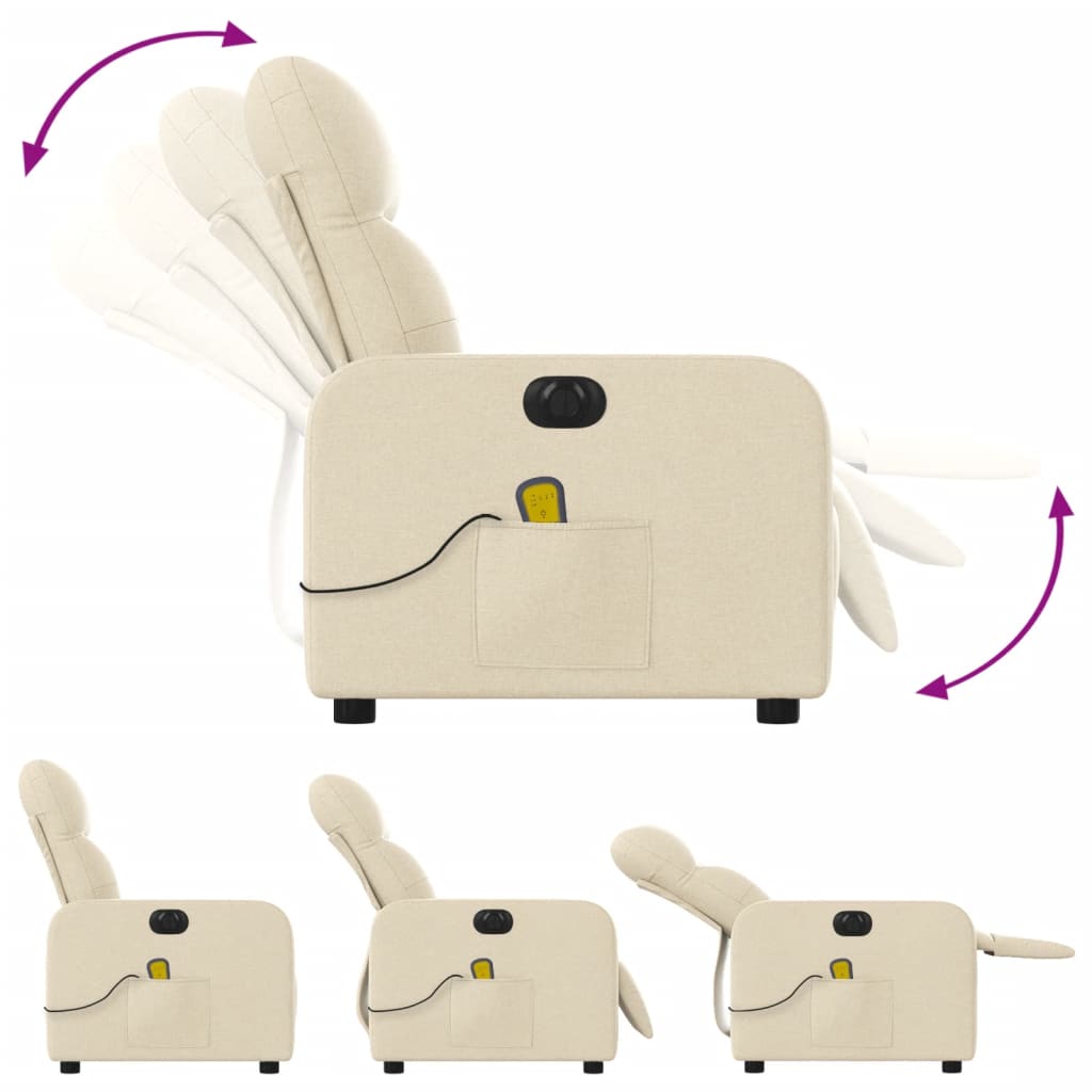 Massagestoel elektrisch verstelbaar stof crèmekleurig is nu te koop bij PeponiXL, paradijselijk wonen!