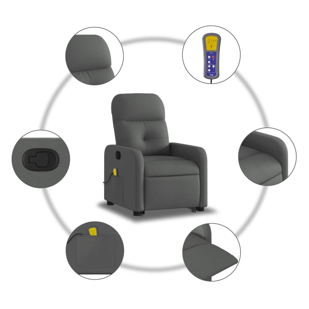 Sta-op-massagestoel verstelbaar stof donkergrijs is nu te koop bij PeponiXL, paradijselijk wonen!