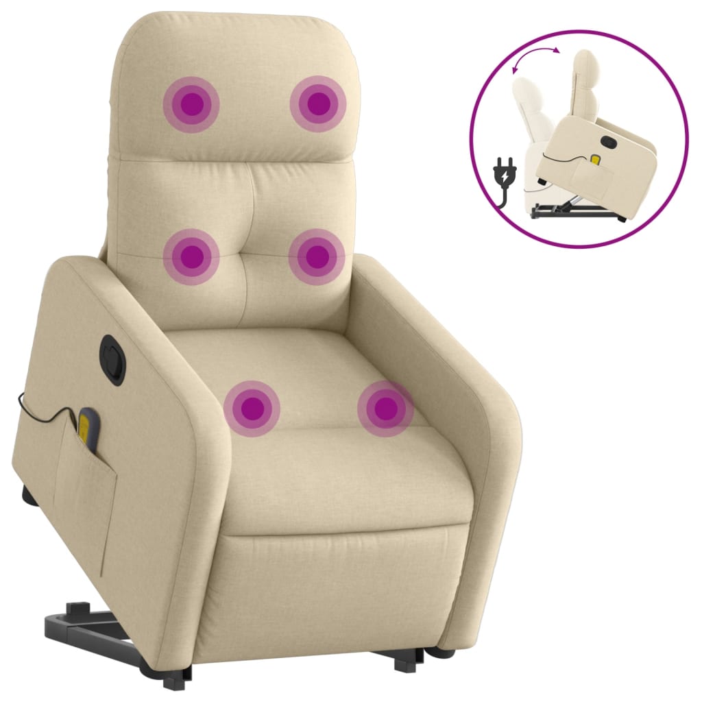 Sta-op-massagestoel verstelbaar stof crèmekleurig is nu te koop bij PeponiXL, paradijselijk wonen!
