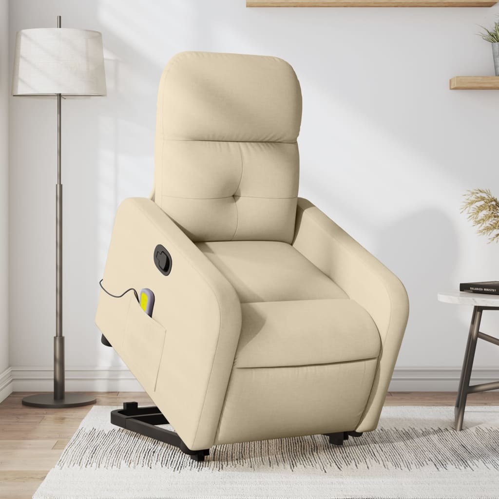 Sta-op-massagestoel verstelbaar stof crèmekleurig is nu te koop bij PeponiXL, paradijselijk wonen!