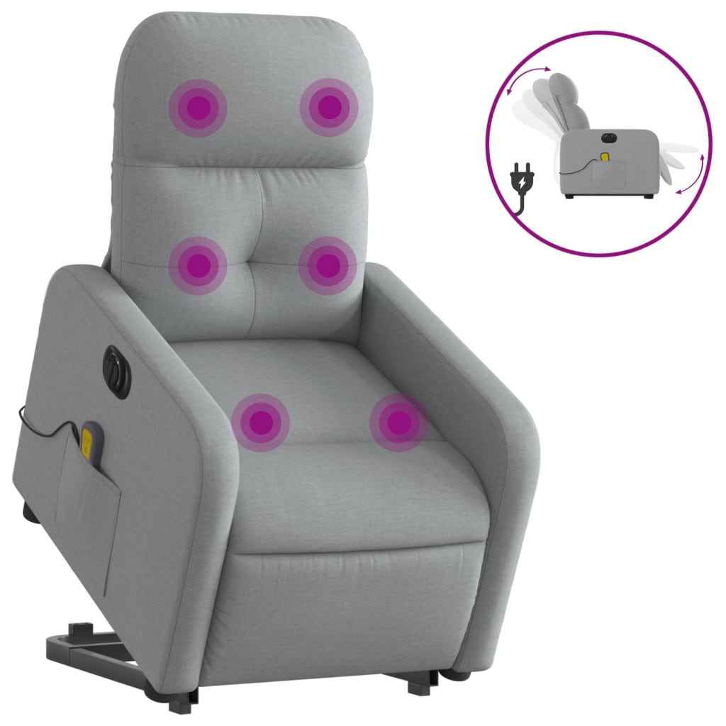 Sta-op-massagestoel elektrisch verstelbaar stof lichtgrijs is nu te koop bij PeponiXL, paradijselijk wonen!