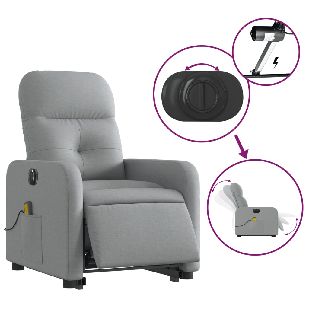 Sta-op-massagestoel elektrisch verstelbaar stof lichtgrijs is nu te koop bij PeponiXL, paradijselijk wonen!