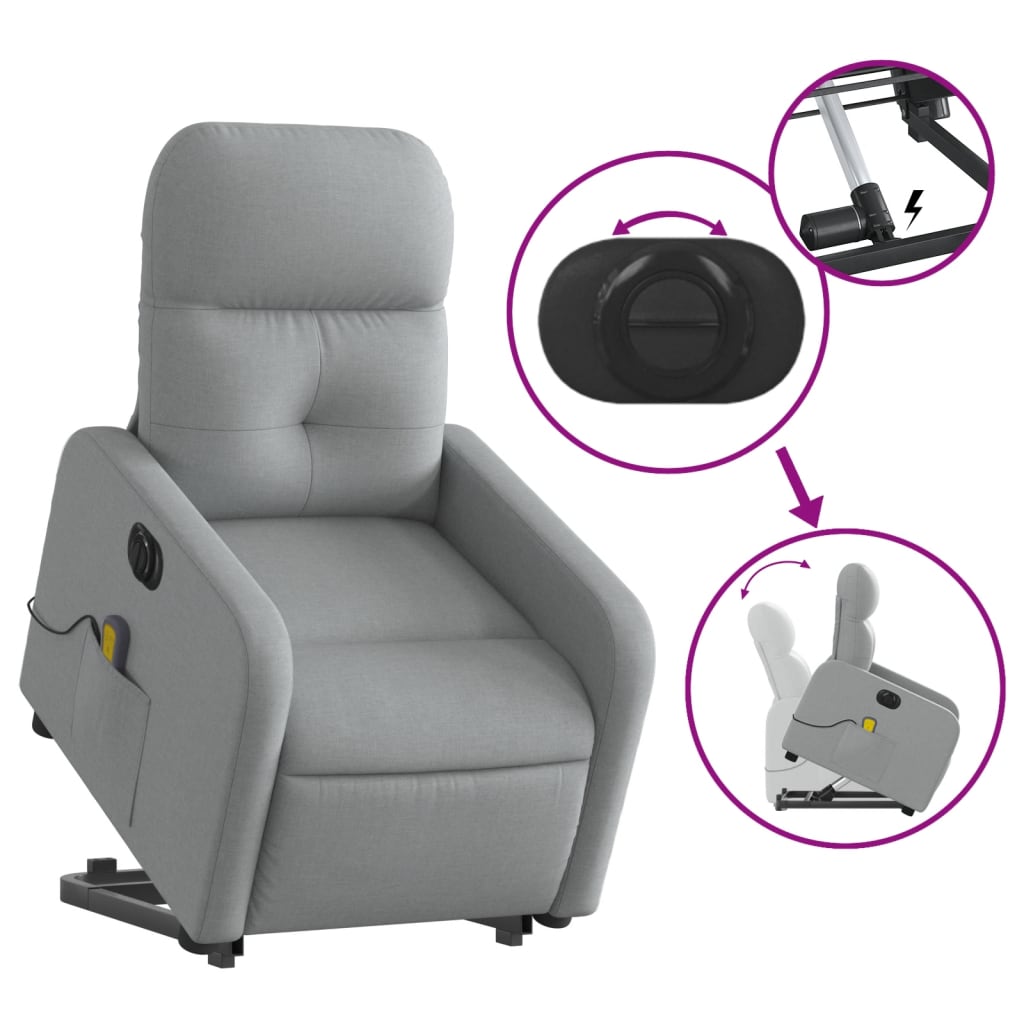 Sta-op-massagestoel elektrisch verstelbaar stof lichtgrijs is nu te koop bij PeponiXL, paradijselijk wonen!