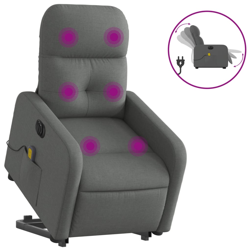 Sta-op-massagestoel elektrisch verstelbaar stof donkergrijs is nu te koop bij PeponiXL, paradijselijk wonen!