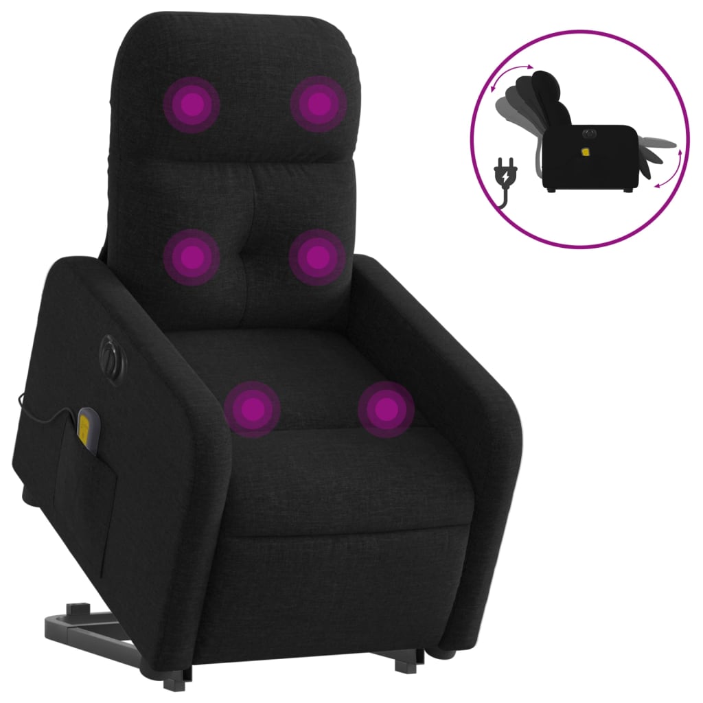 Sta-op-massagestoel elektrisch verstelbaar stof zwart is nu te koop bij PeponiXL, paradijselijk wonen!