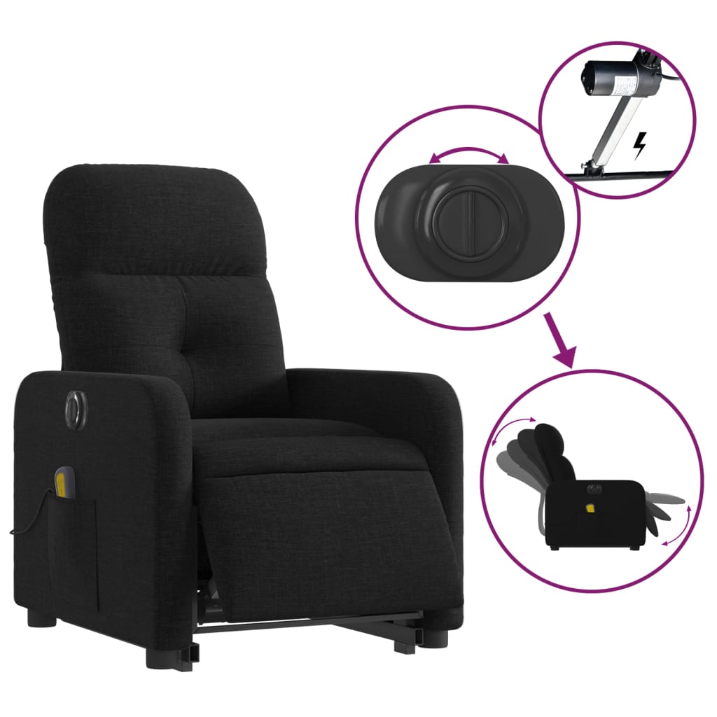 Sta-op-massagestoel elektrisch verstelbaar stof zwart is nu te koop bij PeponiXL, paradijselijk wonen!