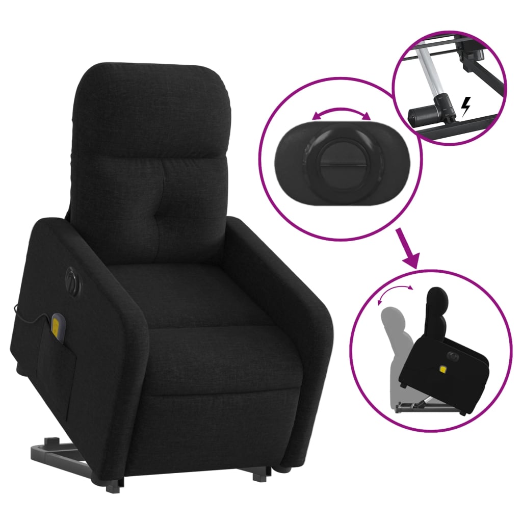 Sta-op-massagestoel elektrisch verstelbaar stof zwart is nu te koop bij PeponiXL, paradijselijk wonen!