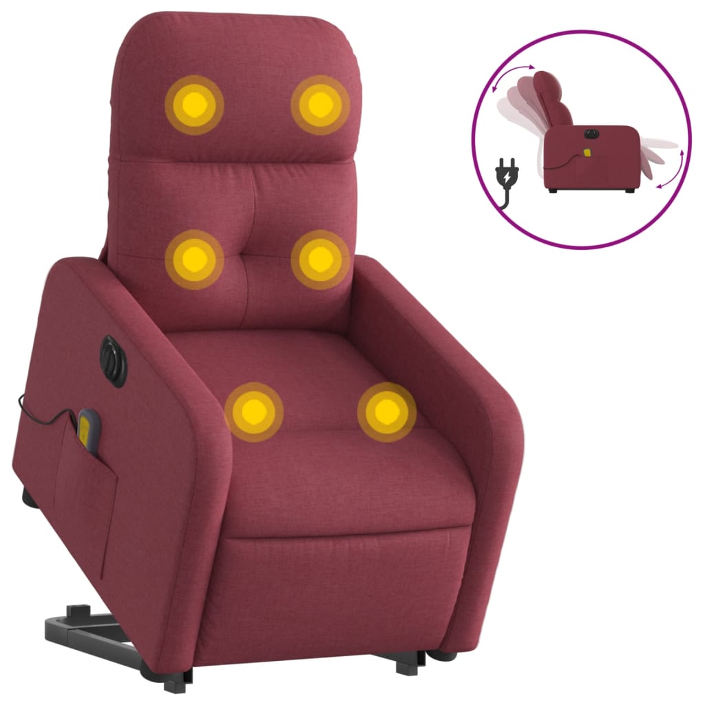 Sta-op-massagestoel elektrisch verstelbaar stof wijnrood is nu te koop bij PeponiXL, paradijselijk wonen!