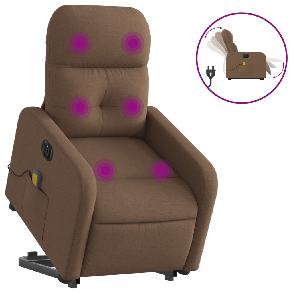 Sta-op-massagestoel elektrisch verstelbaar stof bruin is nu te koop bij PeponiXL, paradijselijk wonen!