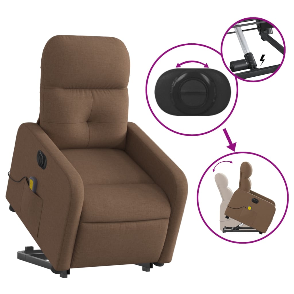 Sta-op-massagestoel elektrisch verstelbaar stof bruin is nu te koop bij PeponiXL, paradijselijk wonen!