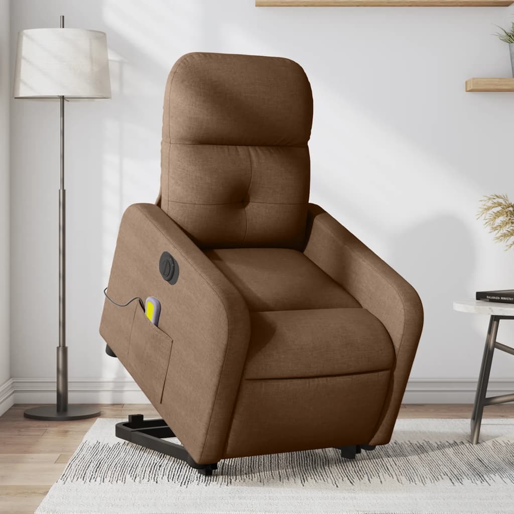 Sta-op-massagestoel elektrisch verstelbaar stof bruin is nu te koop bij PeponiXL, paradijselijk wonen!