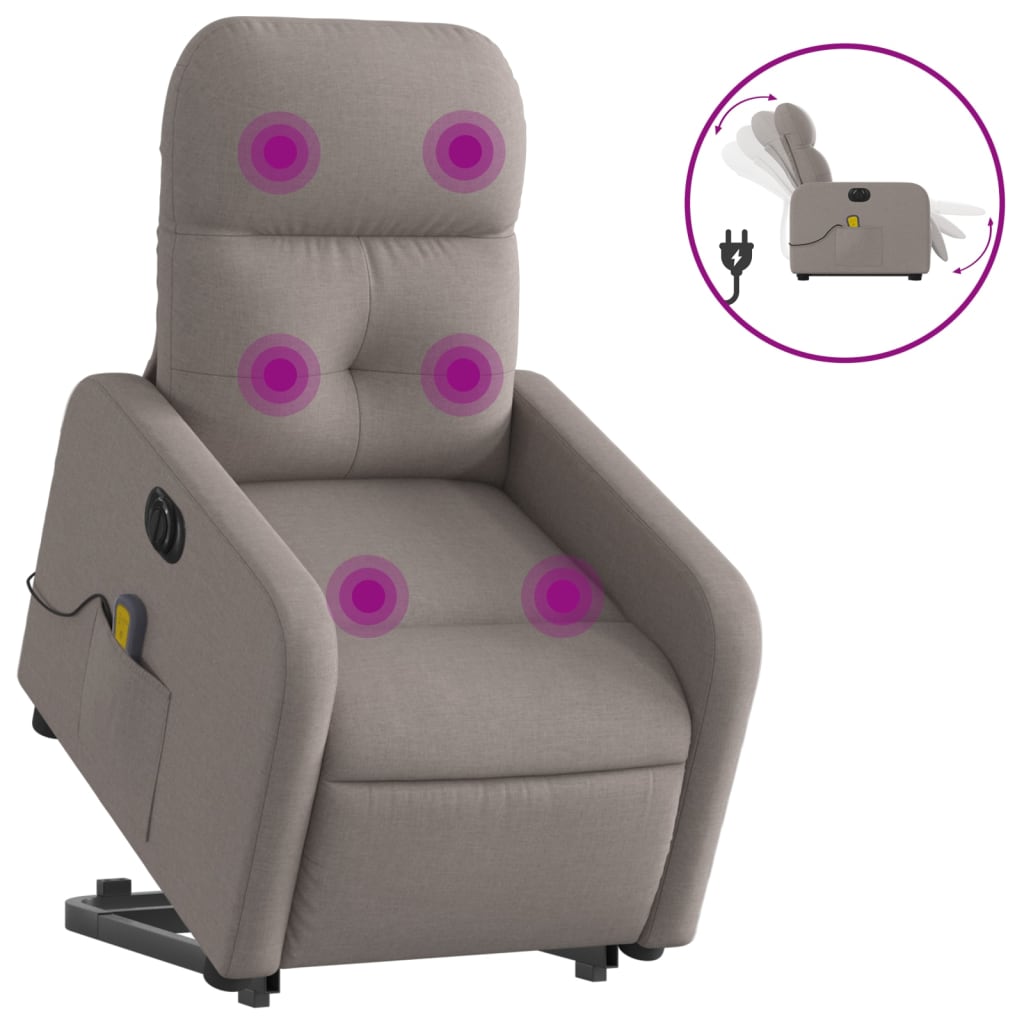 Sta-op-massagestoel elektrisch verstelbaar stof taupe is nu te koop bij PeponiXL, paradijselijk wonen!