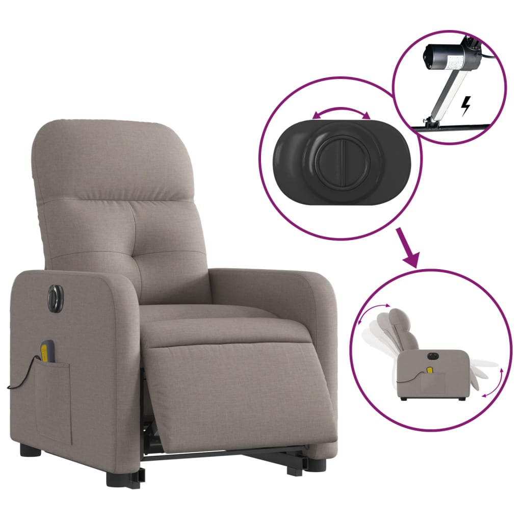 Sta-op-massagestoel elektrisch verstelbaar stof taupe is nu te koop bij PeponiXL, paradijselijk wonen!