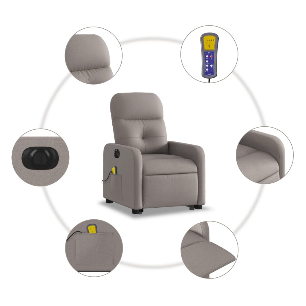 Sta-op-massagestoel elektrisch verstelbaar stof taupe is nu te koop bij PeponiXL, paradijselijk wonen!