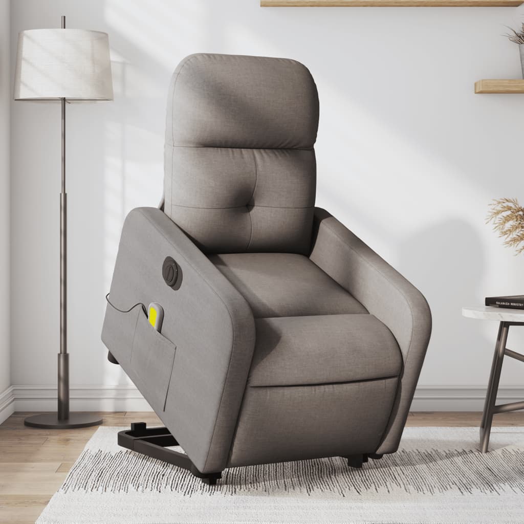 Sta-op-massagestoel elektrisch verstelbaar stof taupe is nu te koop bij PeponiXL, paradijselijk wonen!