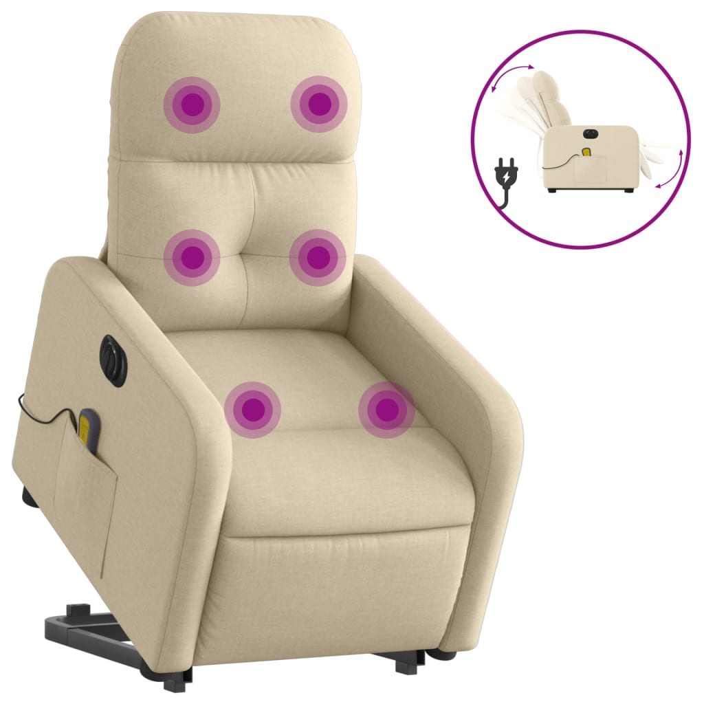 Sta-op-massagestoel elektrisch verstelbaar stof crèmekleurig is nu te koop bij PeponiXL, paradijselijk wonen!