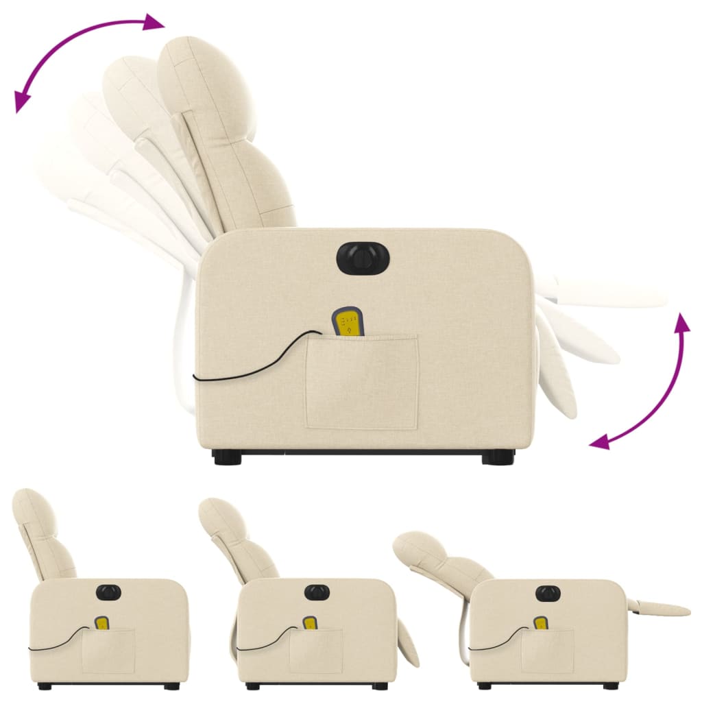 Sta-op-massagestoel elektrisch verstelbaar stof crèmekleurig is nu te koop bij PeponiXL, paradijselijk wonen!