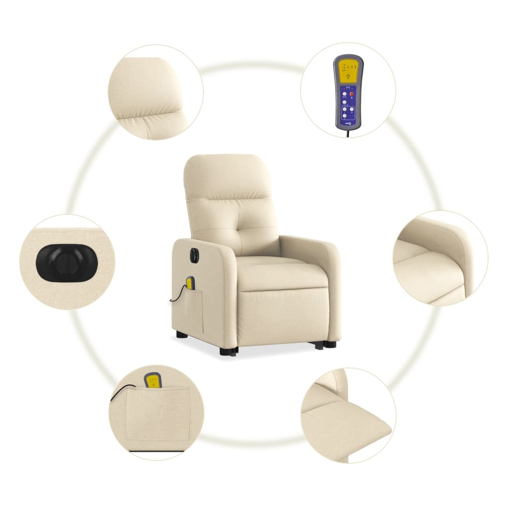 Sta-op-massagestoel elektrisch verstelbaar stof crèmekleurig is nu te koop bij PeponiXL, paradijselijk wonen!