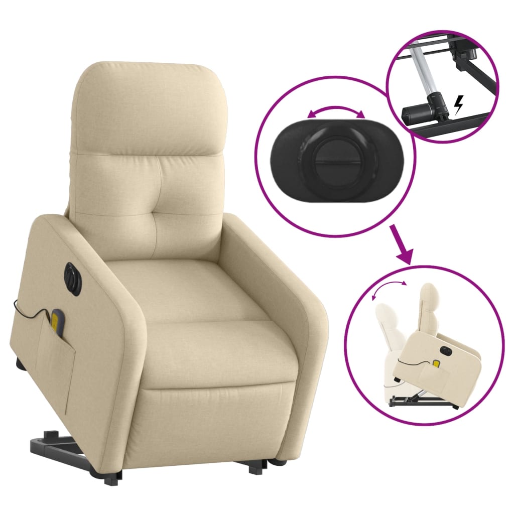 Sta-op-massagestoel elektrisch verstelbaar stof crèmekleurig is nu te koop bij PeponiXL, paradijselijk wonen!