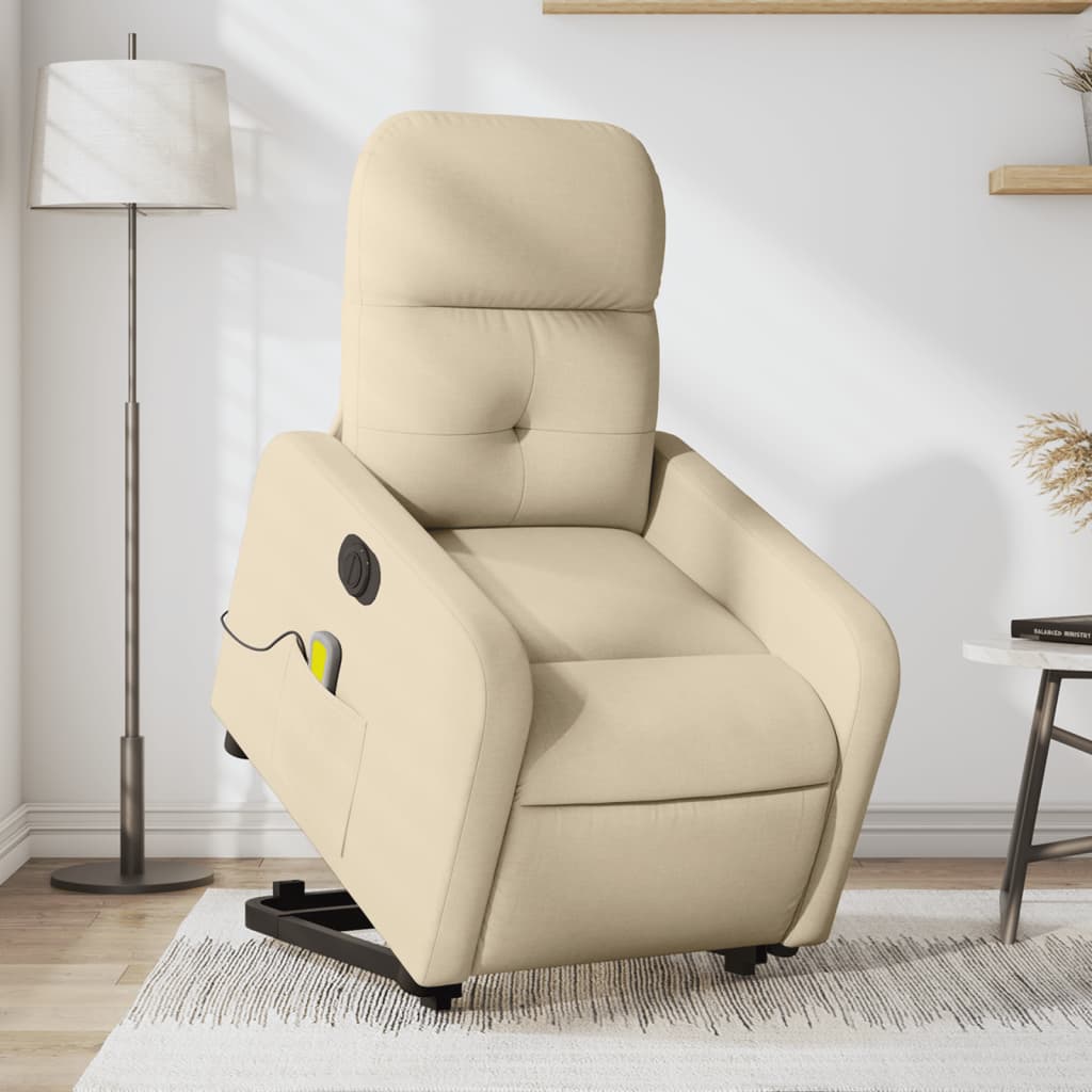 Sta-op-massagestoel elektrisch verstelbaar stof crèmekleurig is nu te koop bij PeponiXL, paradijselijk wonen!