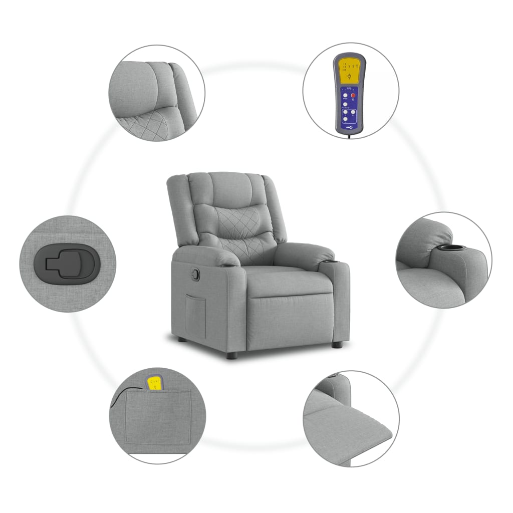 Massagestoel Lichtgrijze Stof is nu te koop bij PeponiXL, paradijselijk wonen!