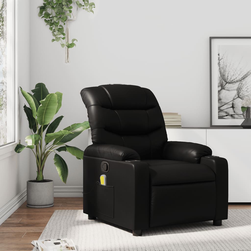 Massagestoel van zwart kunstleer is nu te koop bij PeponiXL, paradijselijk wonen!