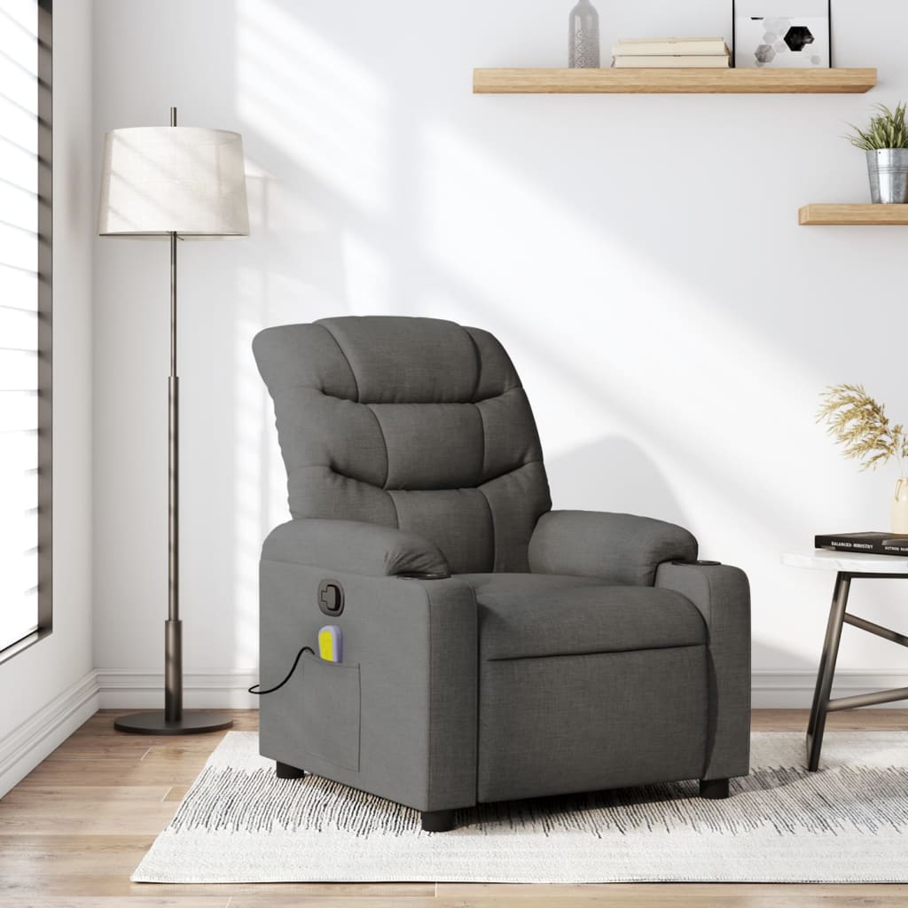 Massagestoel in donkergrijze stof is nu te koop bij PeponiXL, paradijselijk wonen!