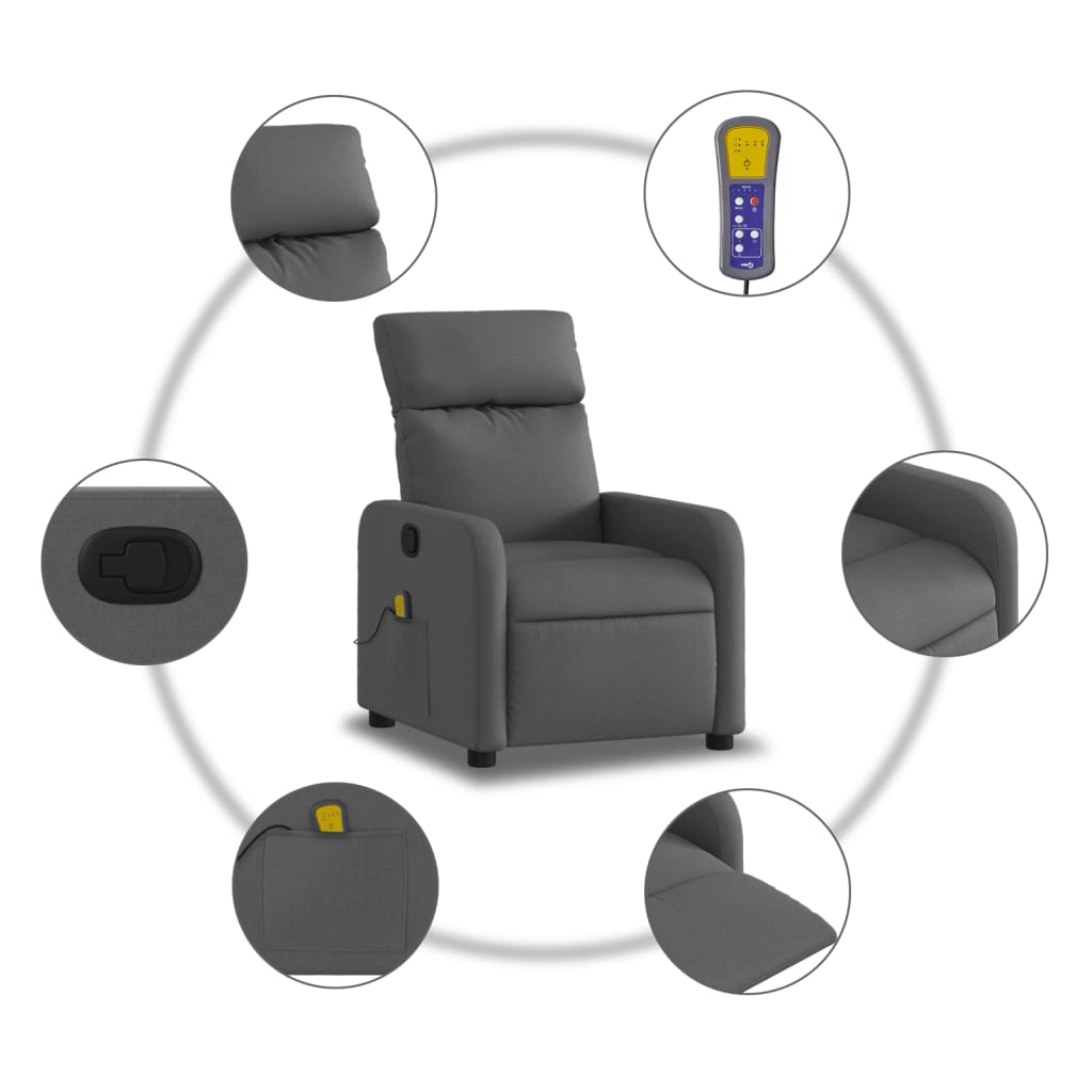 Massagestoel Donkergrijze Stof is nu te koop bij PeponiXL, paradijselijk wonen!