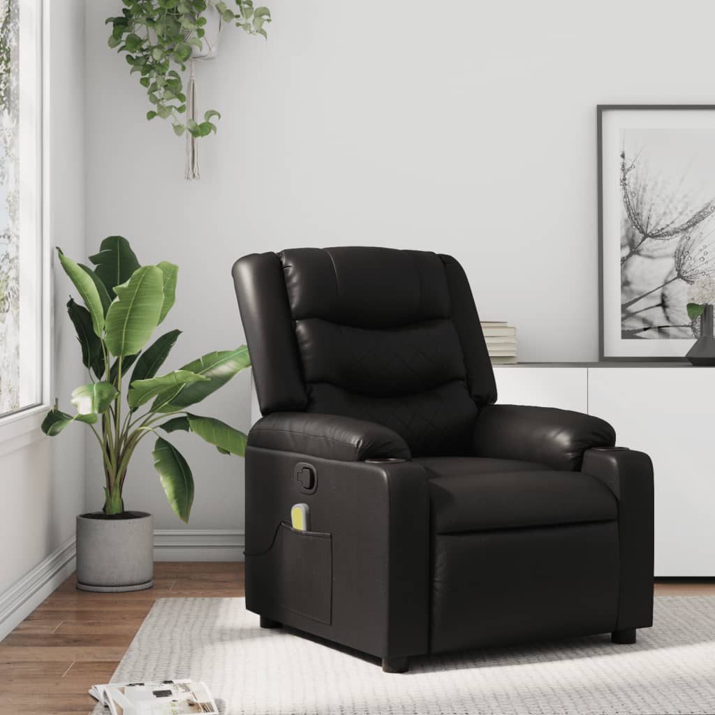 Massagestoel van zwart kunstleer is nu te koop bij PeponiXL, paradijselijk wonen!
