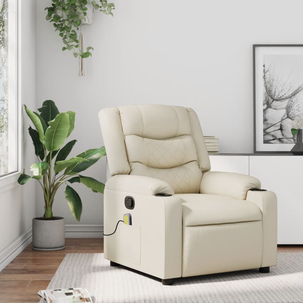 Massagestoel van kunstleer in crèmekleur is nu te koop bij PeponiXL, paradijselijk wonen!