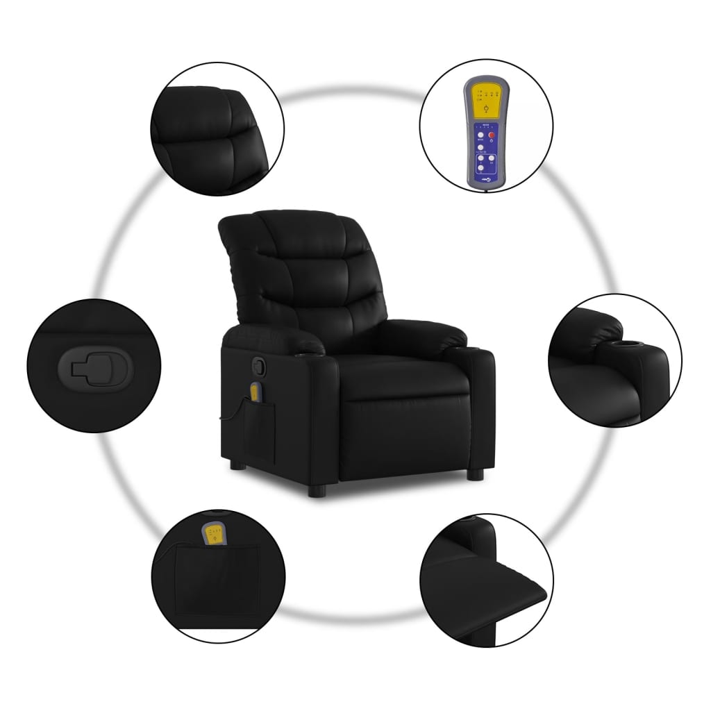 Massagestoel van zwart kunstleer is nu te koop bij PeponiXL, paradijselijk wonen!