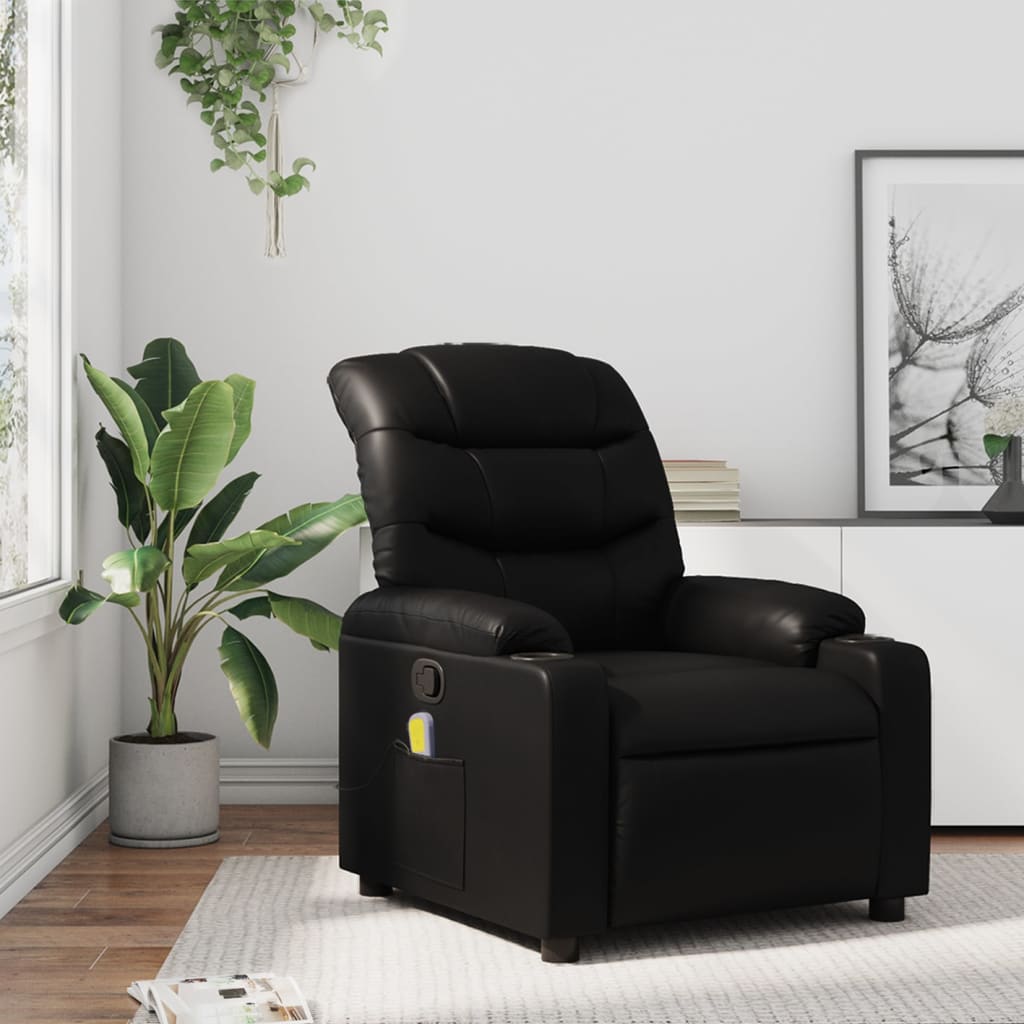 Massagestoel van zwart kunstleer is nu te koop bij PeponiXL, paradijselijk wonen!