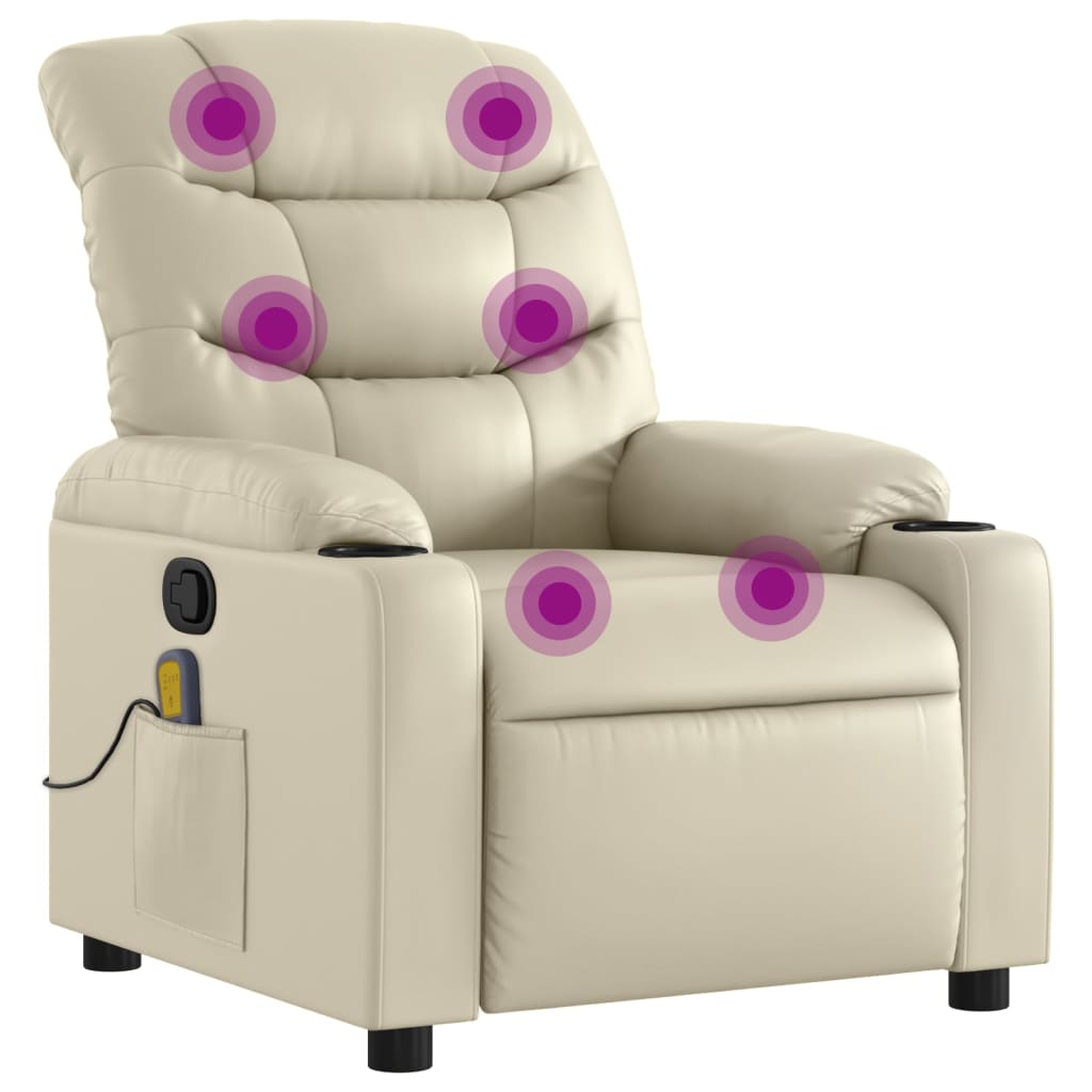 Massagestoel van kunstleer in crèmekleur is nu te koop bij PeponiXL, paradijselijk wonen!