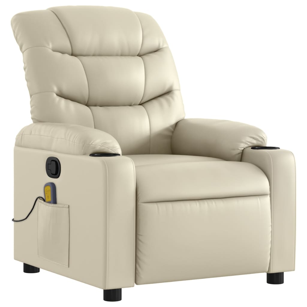 Massagestoel van kunstleer in crèmekleur is nu te koop bij PeponiXL, paradijselijk wonen!