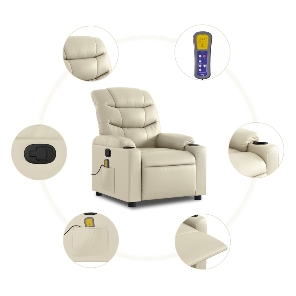 Massagestoel van kunstleer in crèmekleur is nu te koop bij PeponiXL, paradijselijk wonen!
